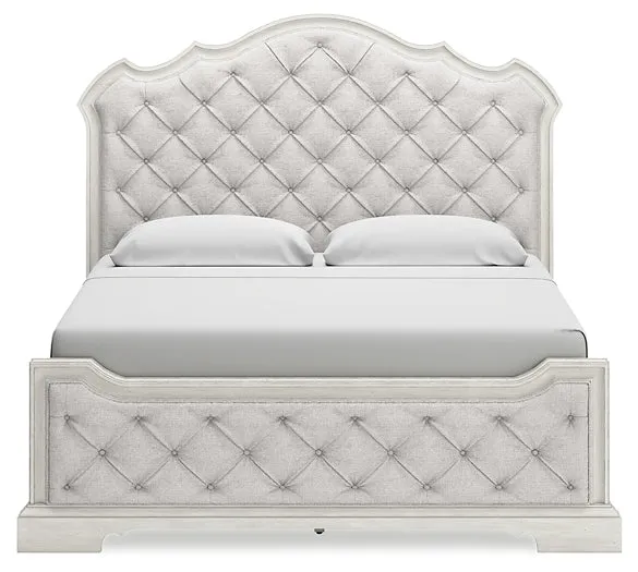 Arlendyne King Upholstered Bed with Mirrored Dresser, Chest and Nightstand