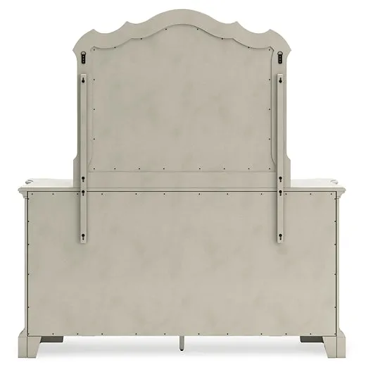 Arlendyne Queen Upholstered Bed with Mirrored Dresser and Chest