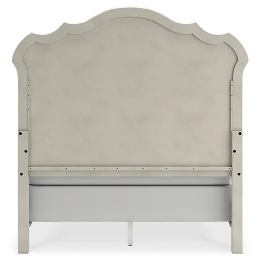 Arlendyne Queen Upholstered Bed with Mirrored Dresser and Chest