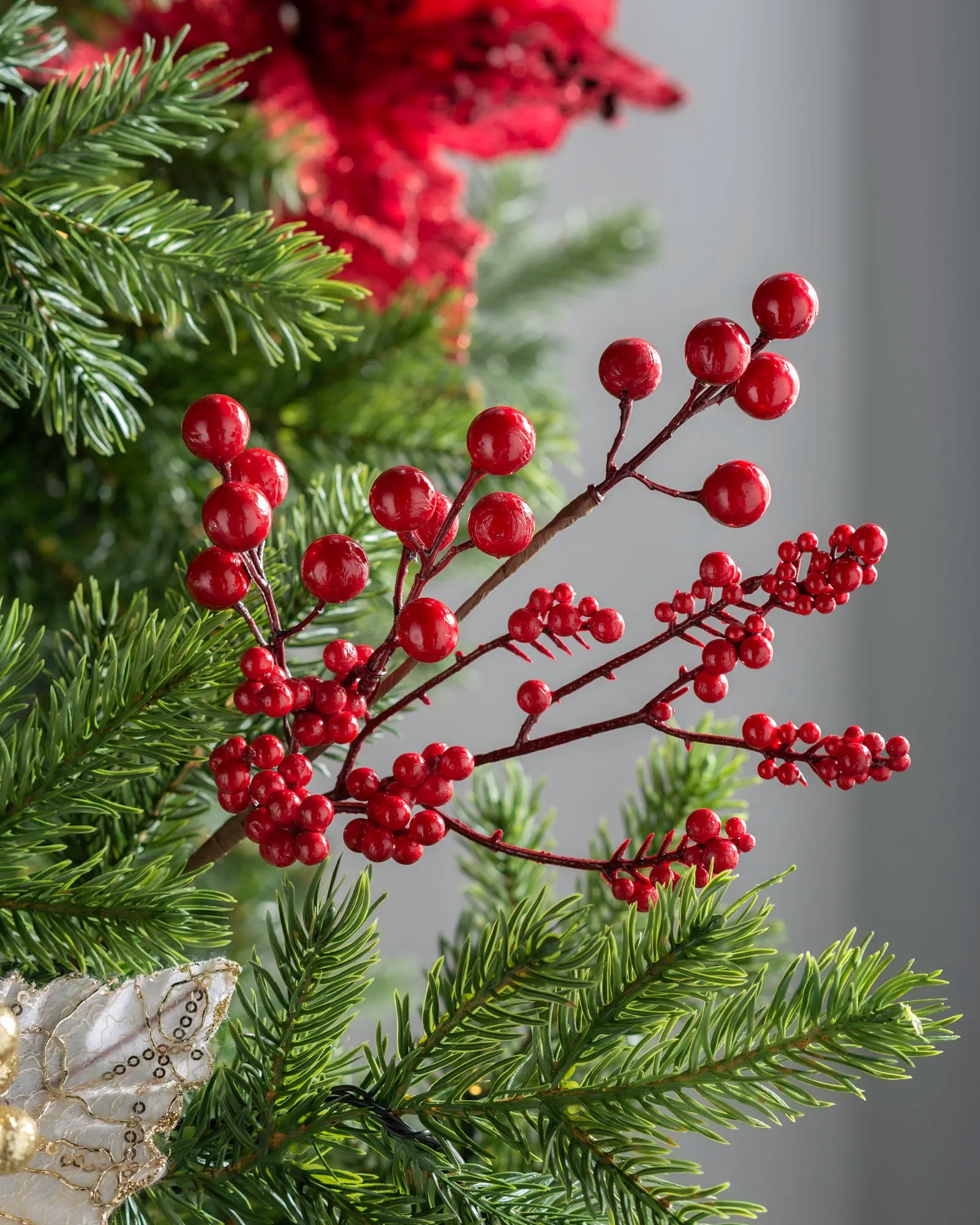 Artificial Berries Tree Pick, Red, 30 cm