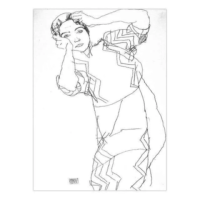 Austrian Egon Schiele Line Figure Painting Posters