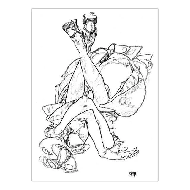 Austrian Egon Schiele Line Figure Painting Posters