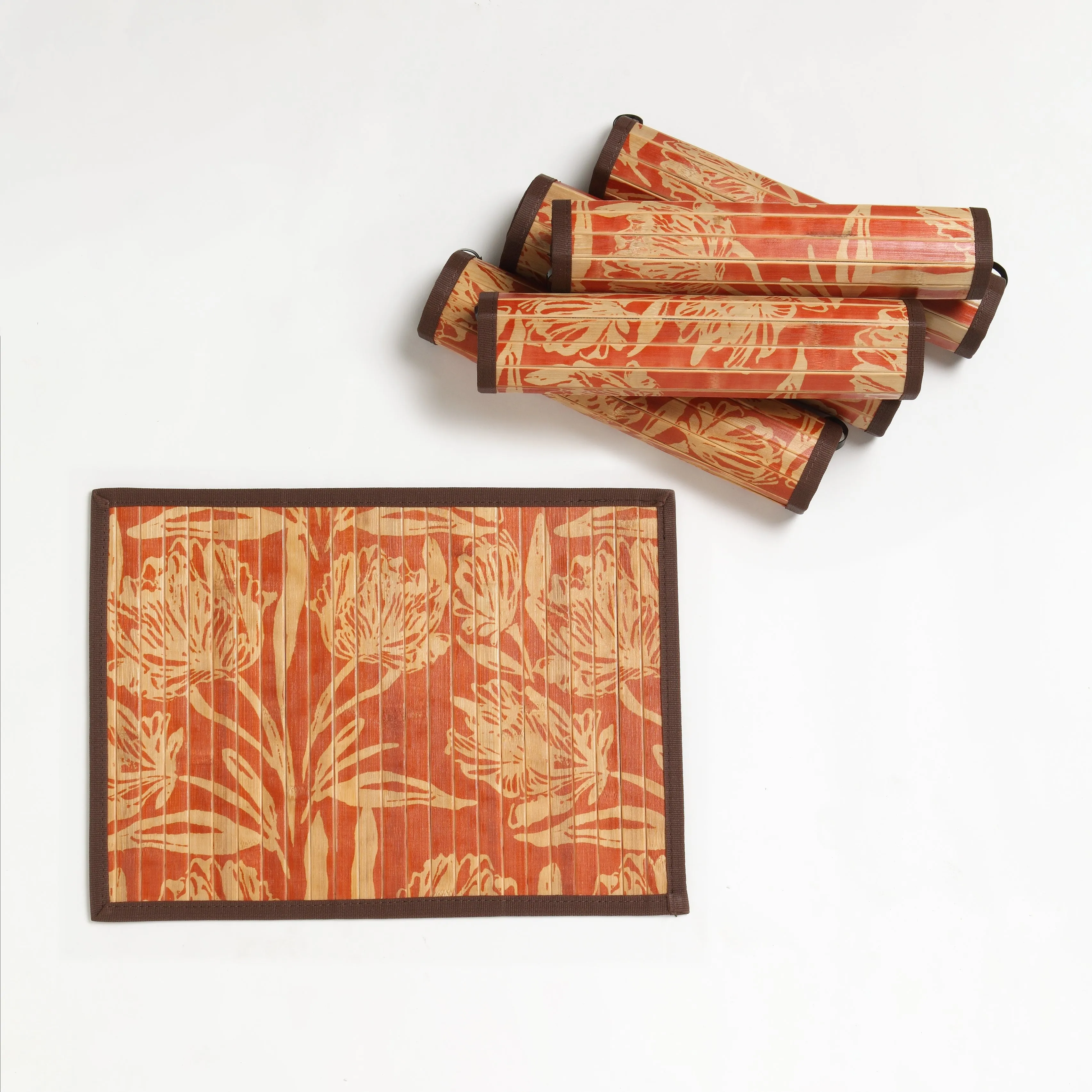 Bamboo Table Mats in Sapphire Orange Signature vVyom Prints