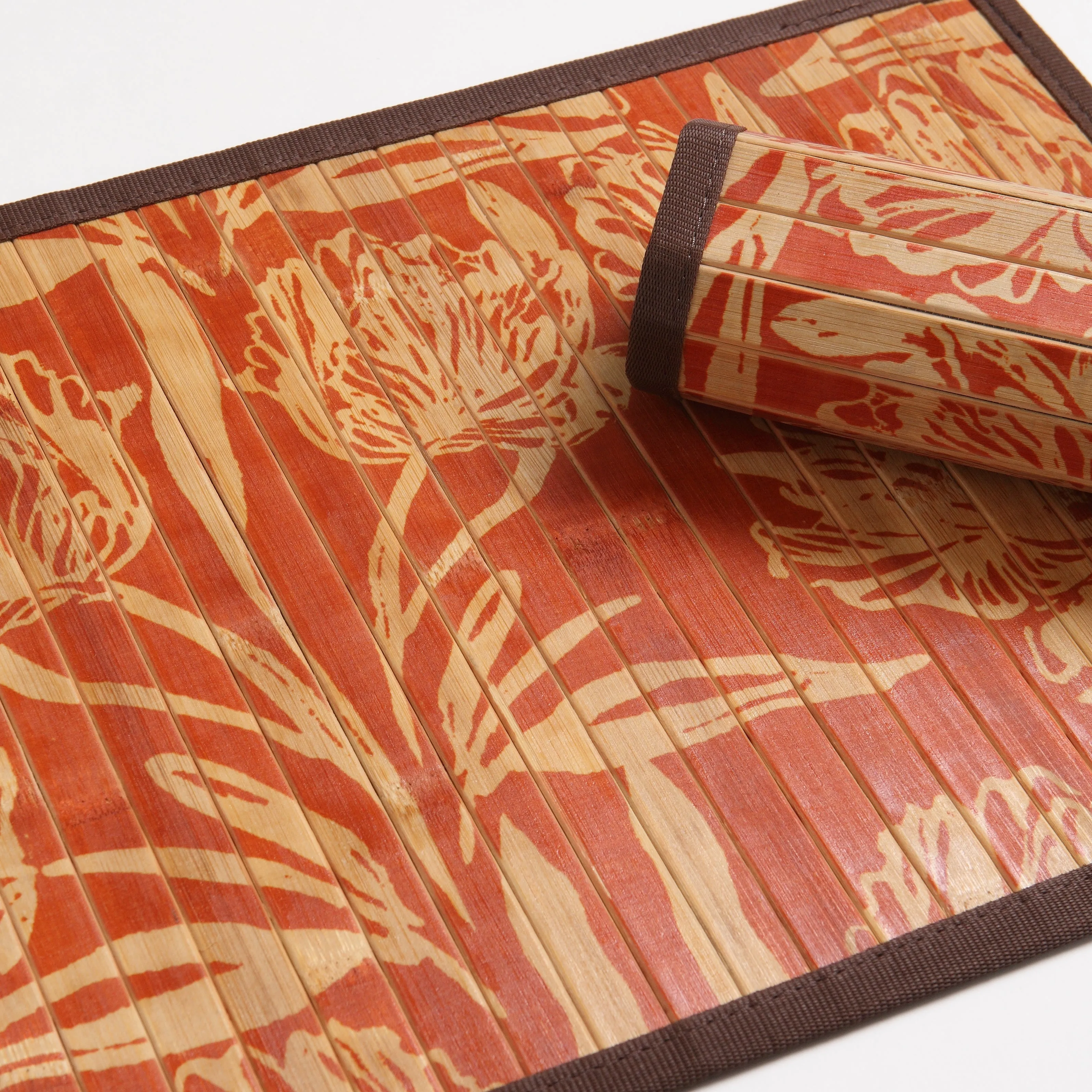 Bamboo Table Mats in Sapphire Orange Signature vVyom Prints