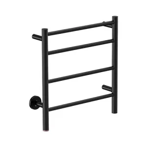 Bathroom Butler Natural 4 Bar Straight PTS Heated Towel Rail 500mm - Matt Black