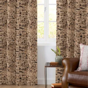 Beaver Brown Self Textured Jacquard Premium Curtain Fabric (Width 48 Inches)