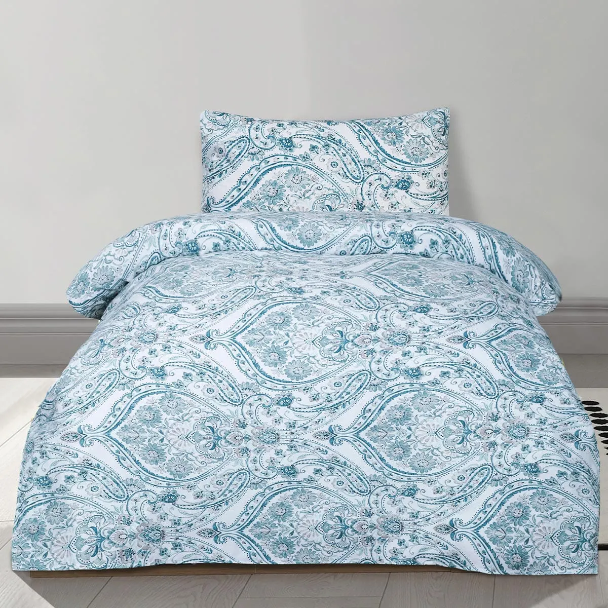 BED SHEET BLUE PAISLEY-SINGLE