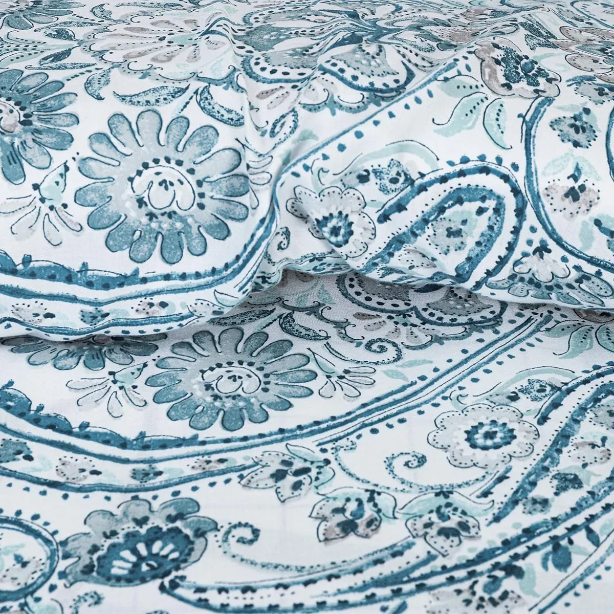 BED SHEET BLUE PAISLEY-SINGLE