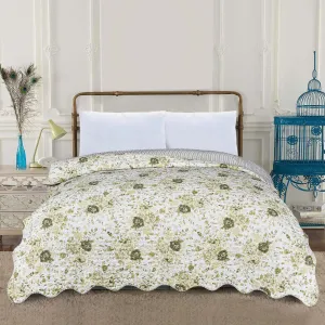 BED SPREAD GREEN FLORAL - 88x90