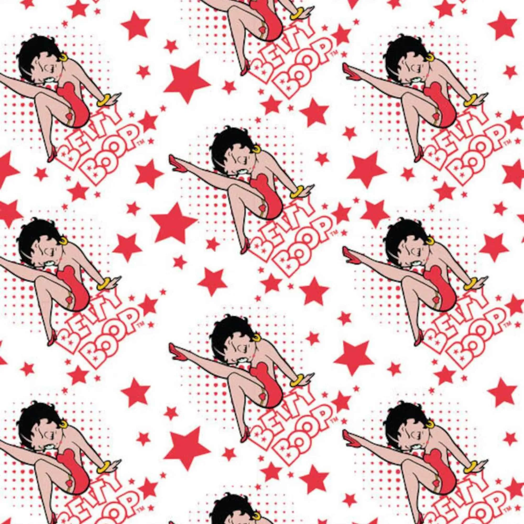 Betty Boop Scattered on Red Polka Dots and Stars