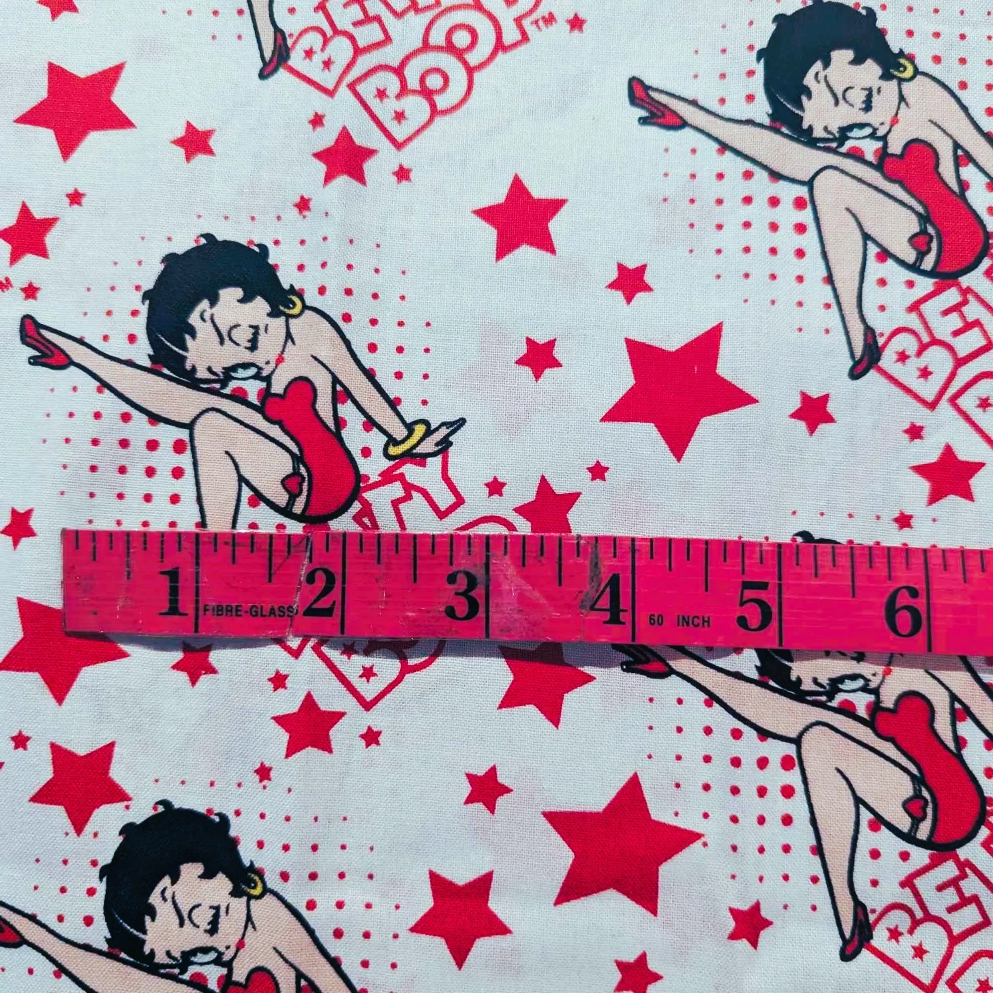 Betty Boop Scattered on Red Polka Dots and Stars