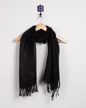 Black Plain Woven Bhagalpuri Viscose Stole