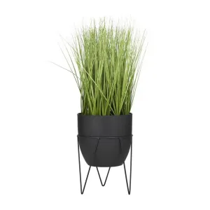 Black Plastic Contemporary Tall Wheatgrass Artificial Plant, 9" x 13" x 21"