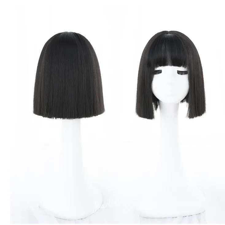 Black short straight wig KF81732