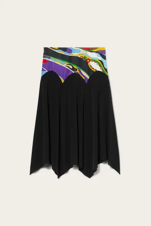 Black Skirt with Orchidee-Print Detail