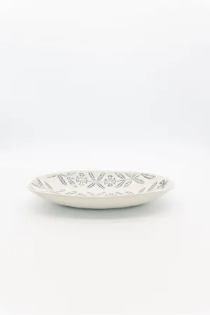 Blue Floral Stoneware Platter