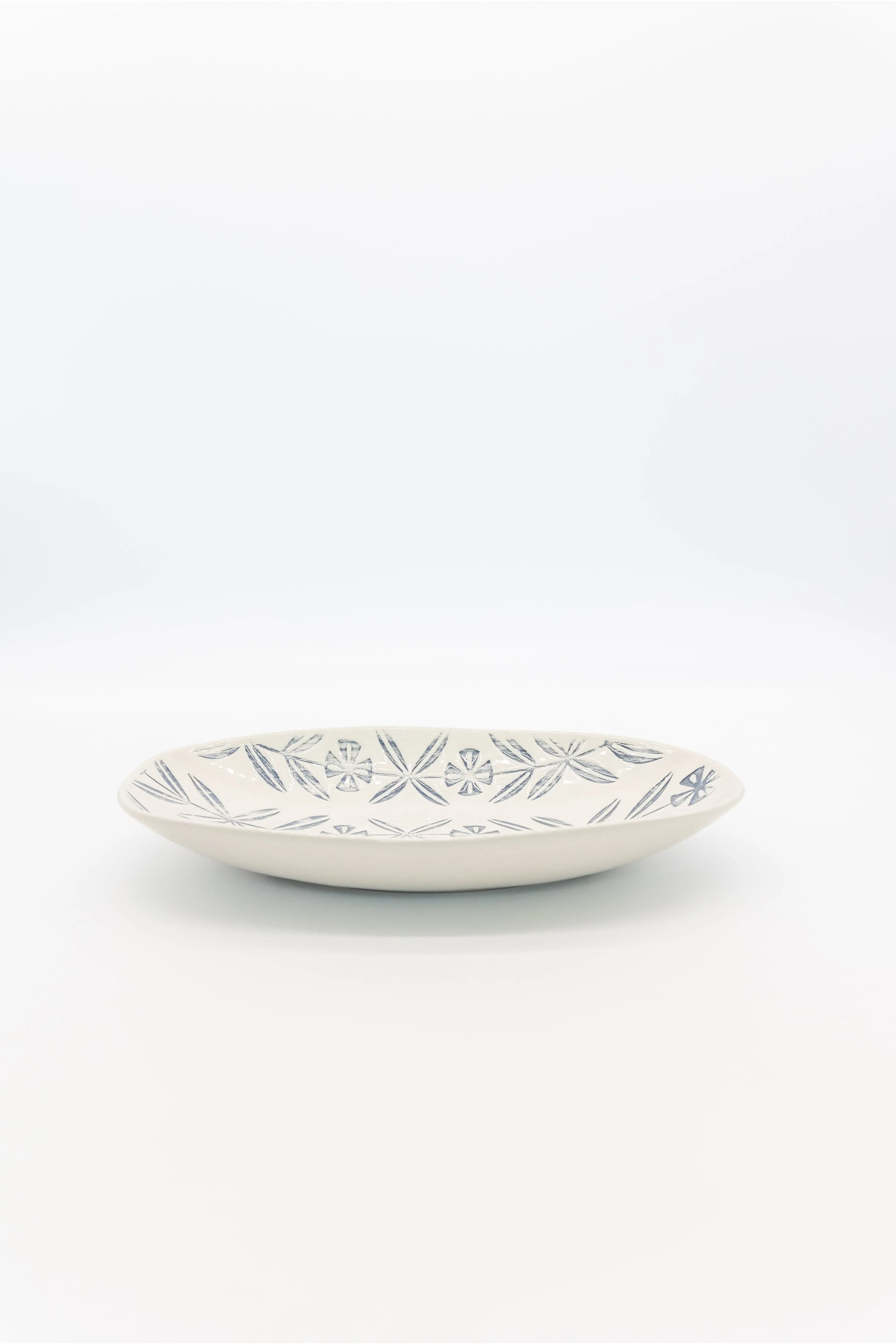 Blue Floral Stoneware Platter