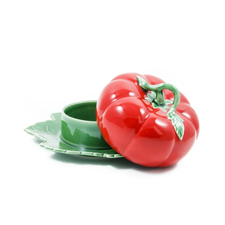 Bordallo Pinheiro Tomato Butter Dish With Cover