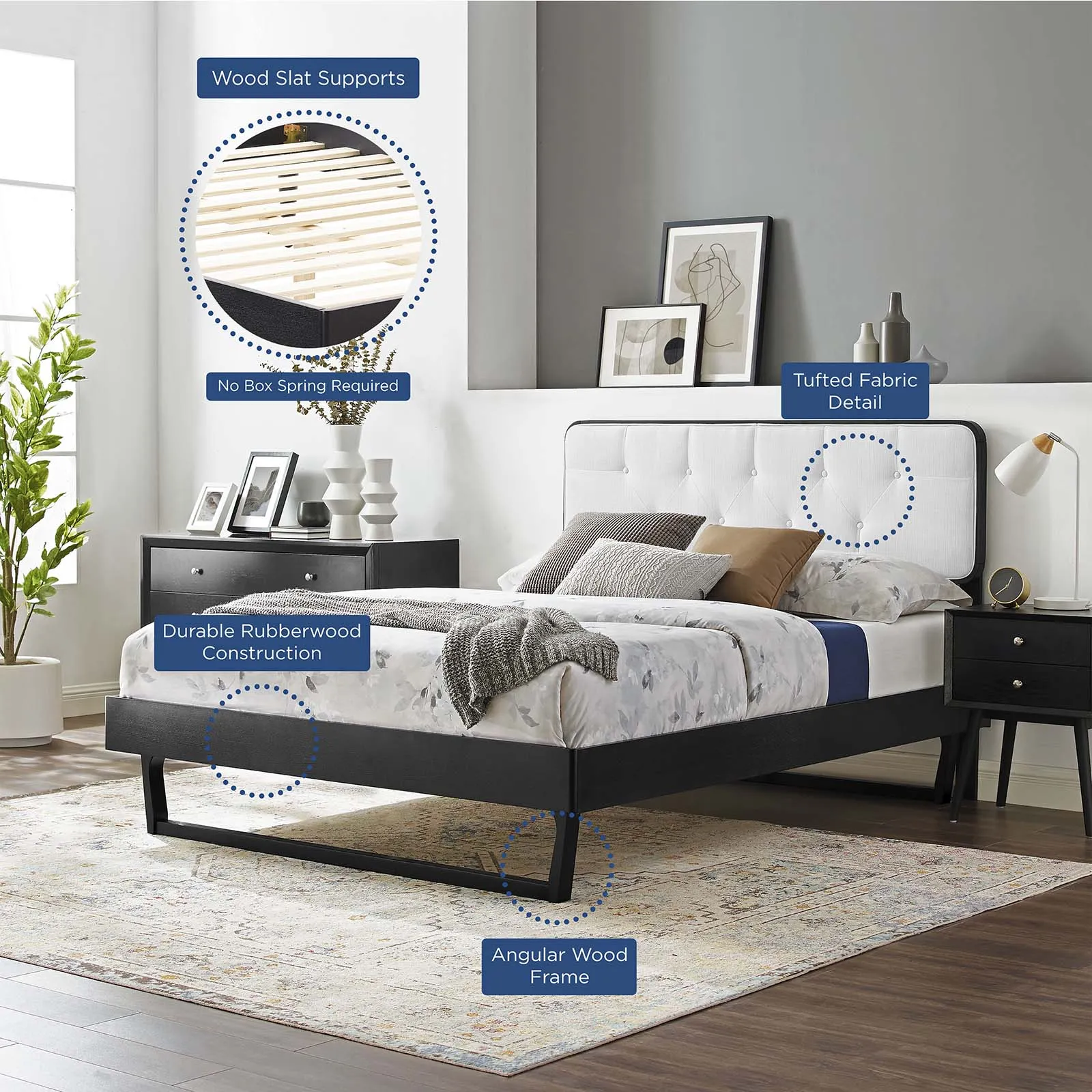 Bridgette Wood Platform Bed With Angular Frame by Modway