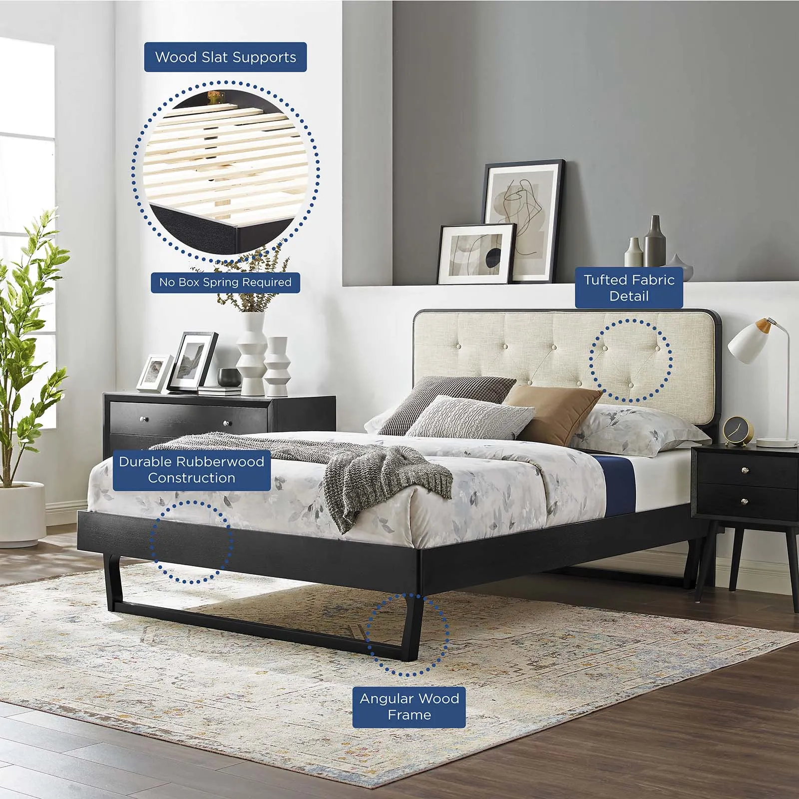 Bridgette Wood Platform Bed With Angular Frame by Modway