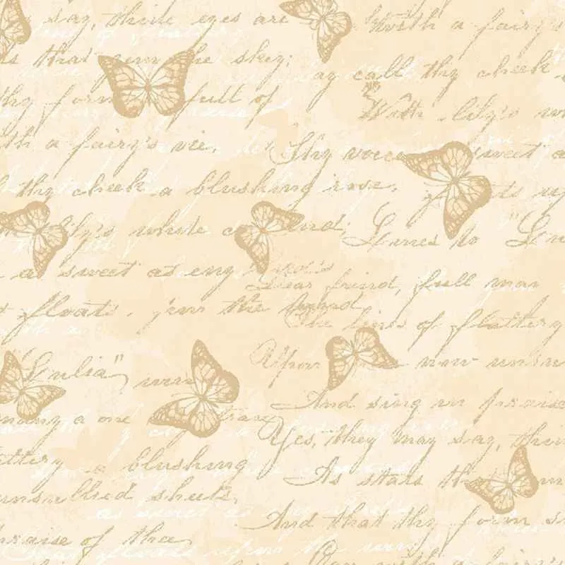 Butterfly, Antique Butterfly Text in Cream