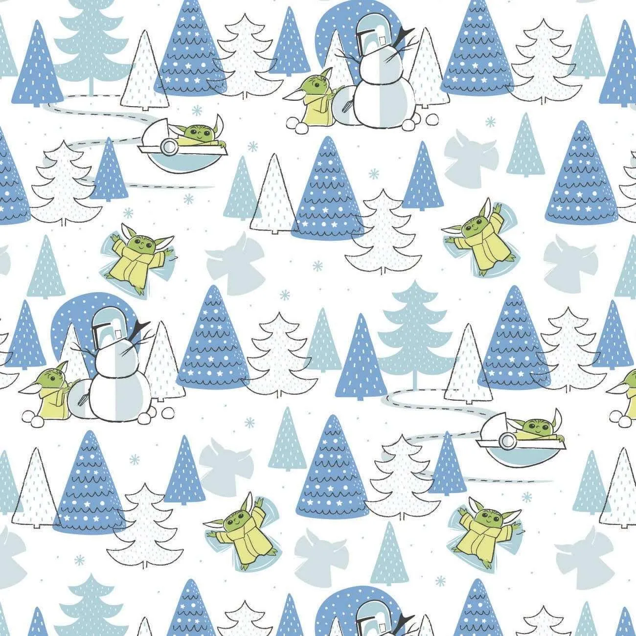 Camelot Fabrics Baby Yoda (Grogu) Making Snow Angels