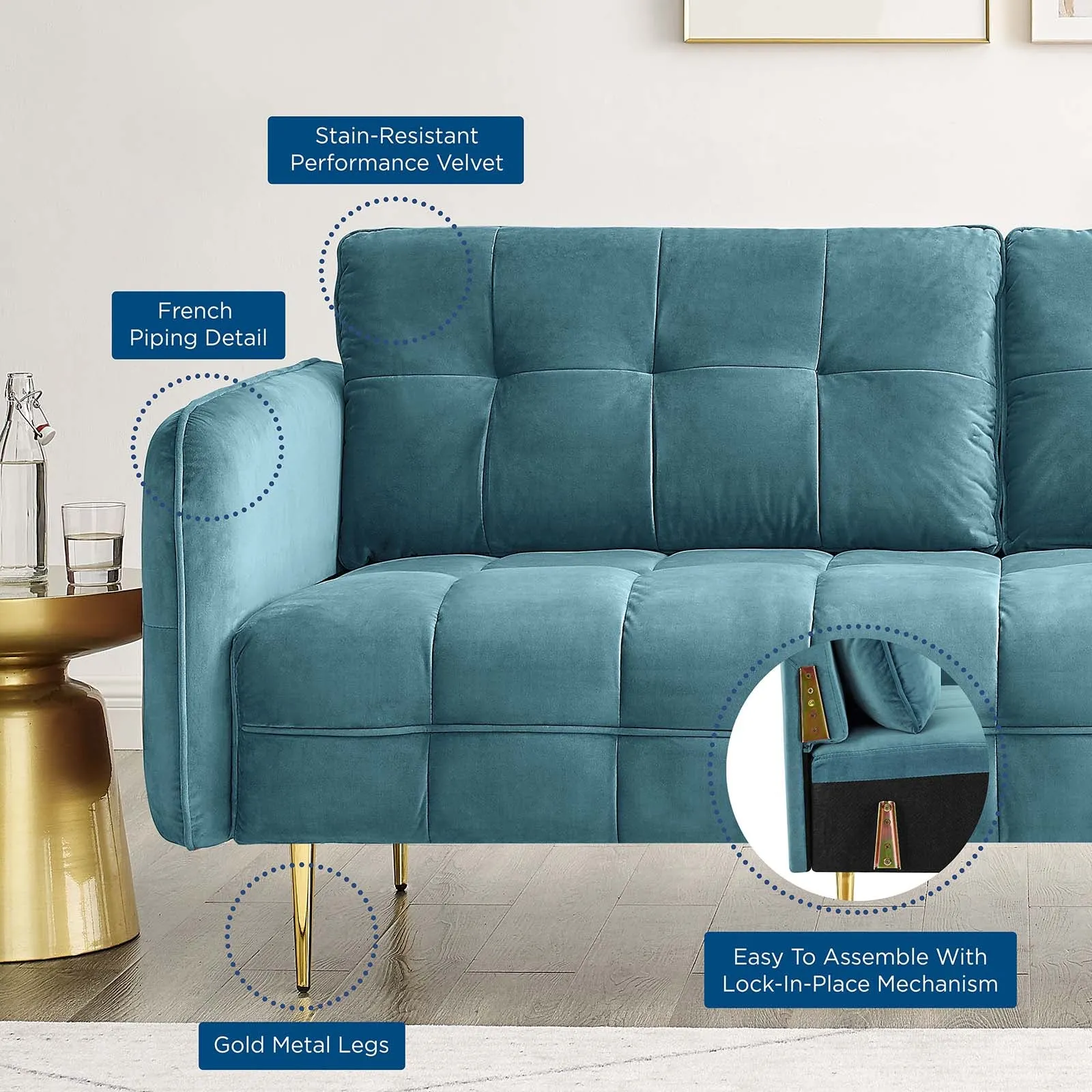 Cameron Tufted Performance Velvet Sofa by Modway