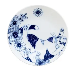 Ceramic-ai: Cat Flowers Large Dish Lying