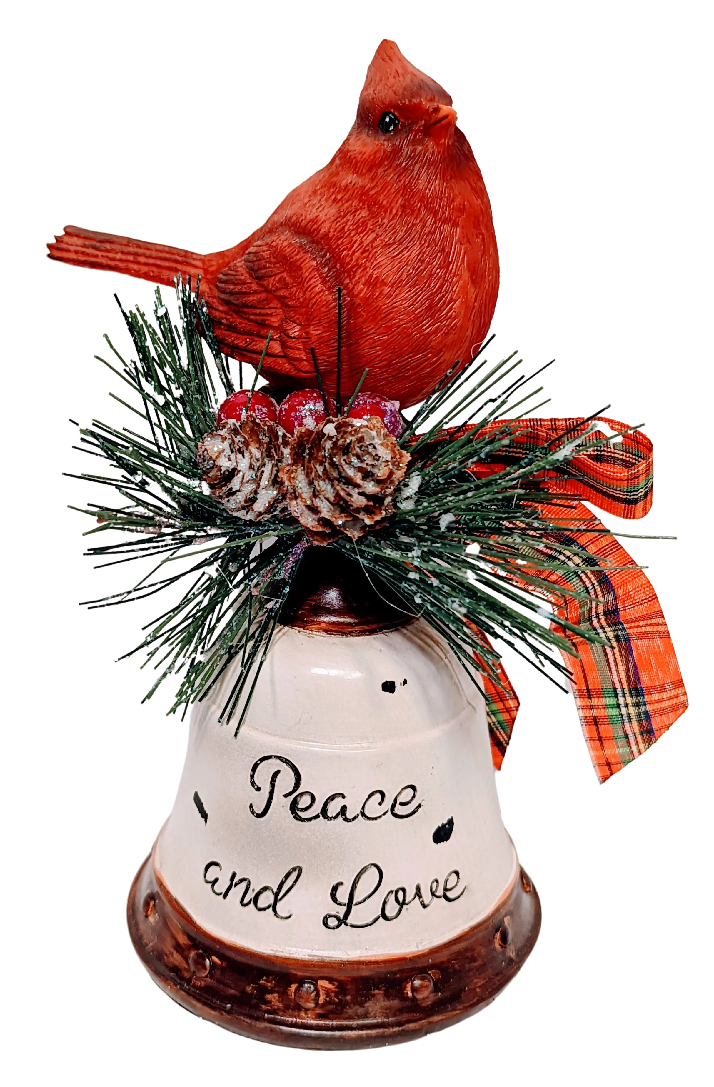 Christmas Bell with Red Cardinal - Red Bell, Green Bell or White Bell