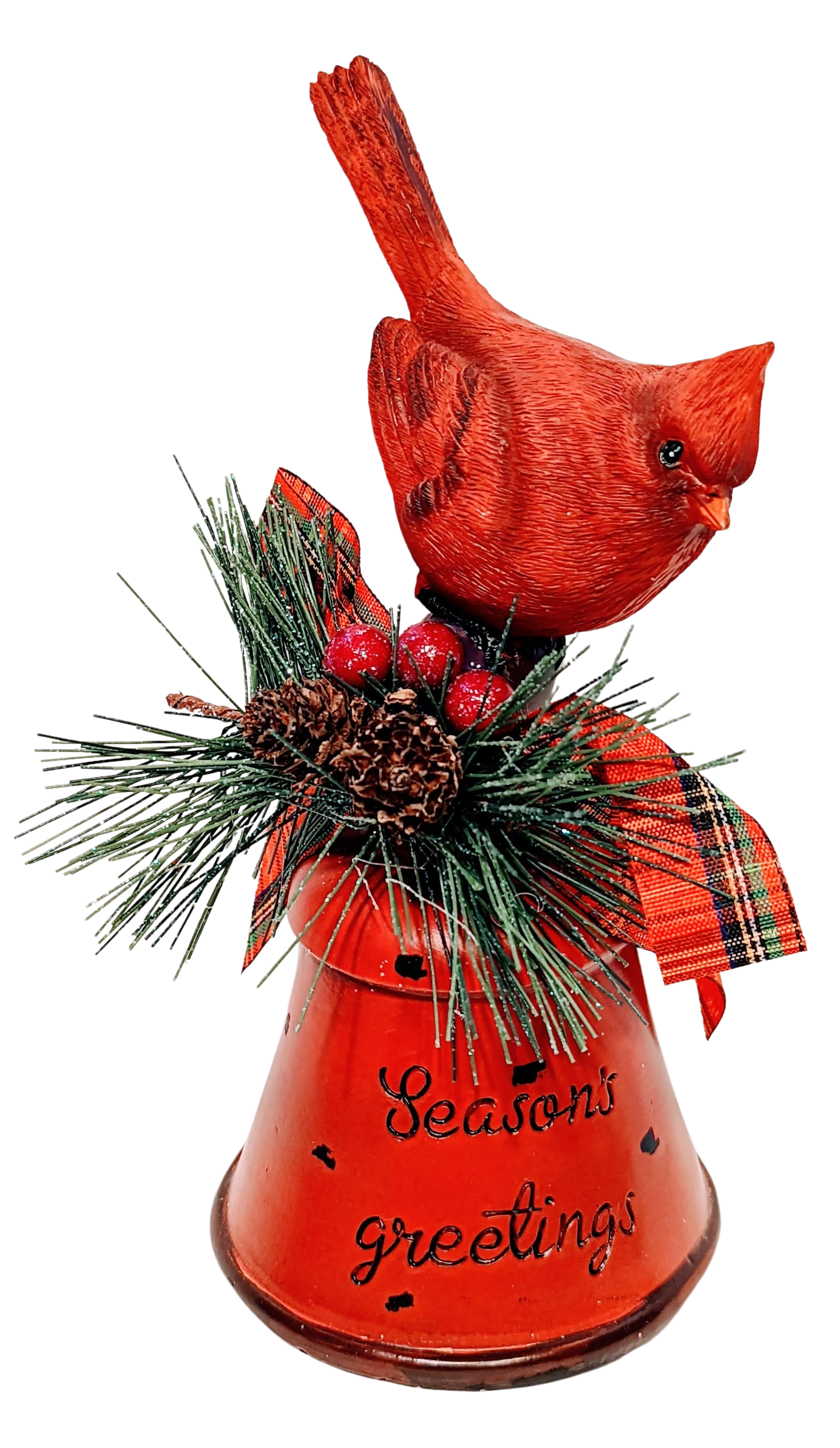 Christmas Bell with Red Cardinal - Red Bell, Green Bell or White Bell