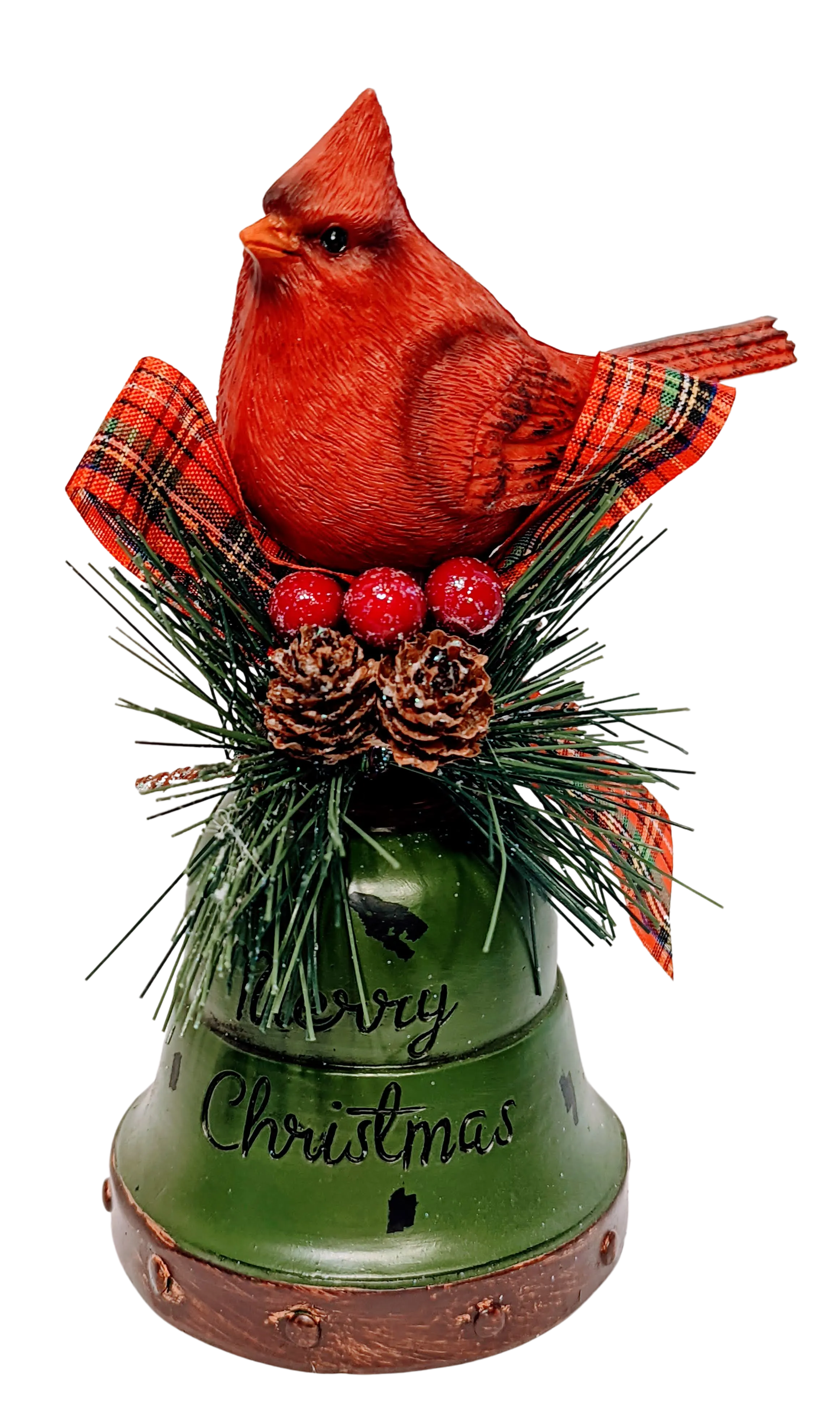 Christmas Bell with Red Cardinal - Red Bell, Green Bell or White Bell