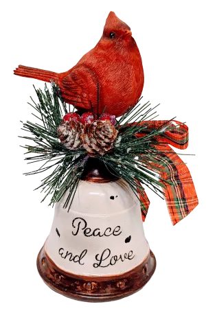 Christmas Bell with Red Cardinal - Red Bell, Green Bell or White Bell