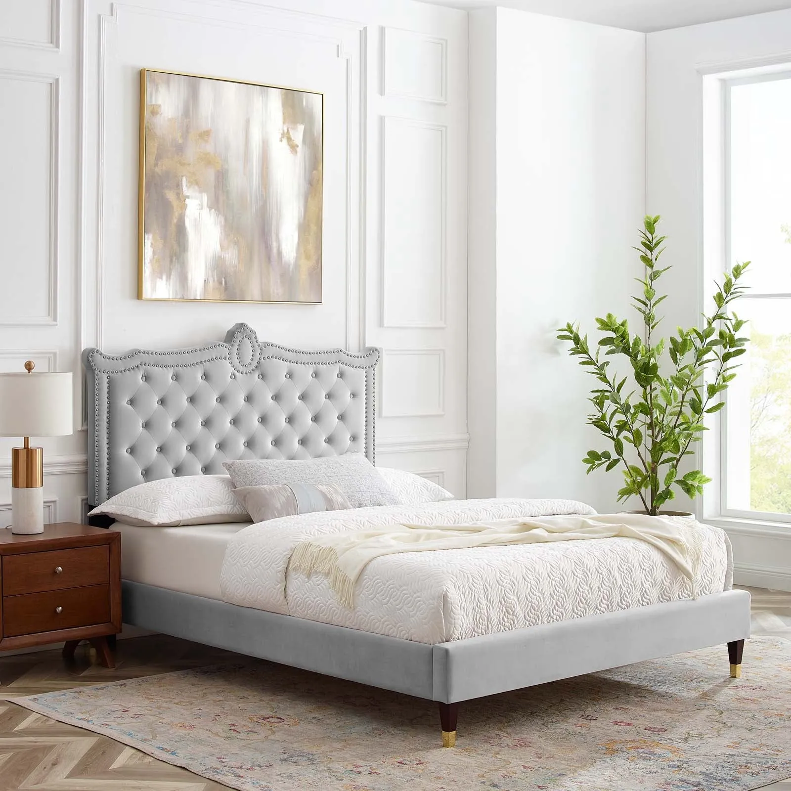 Clara Performance Velvet Platform Bed by Modway