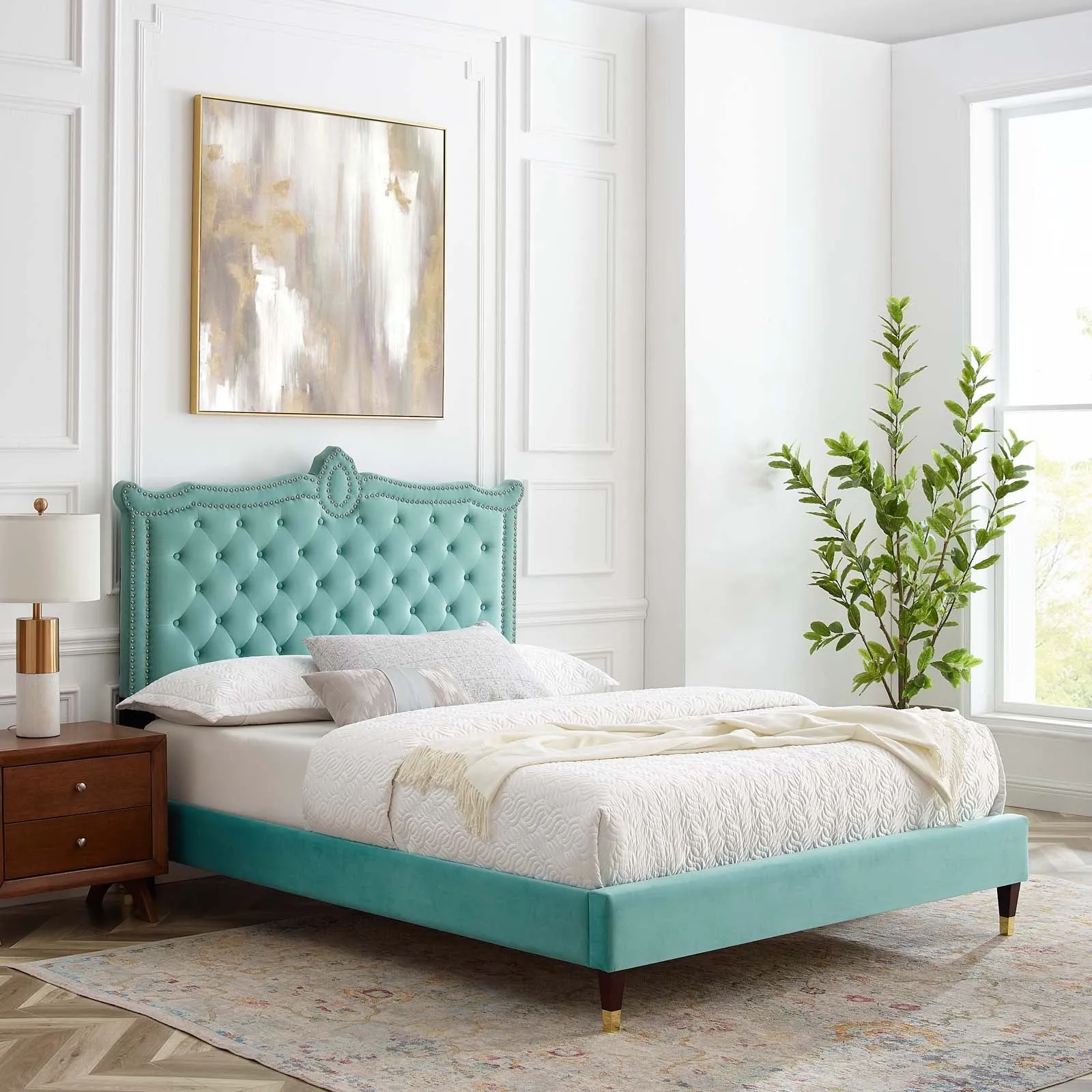 Clara Performance Velvet Platform Bed by Modway