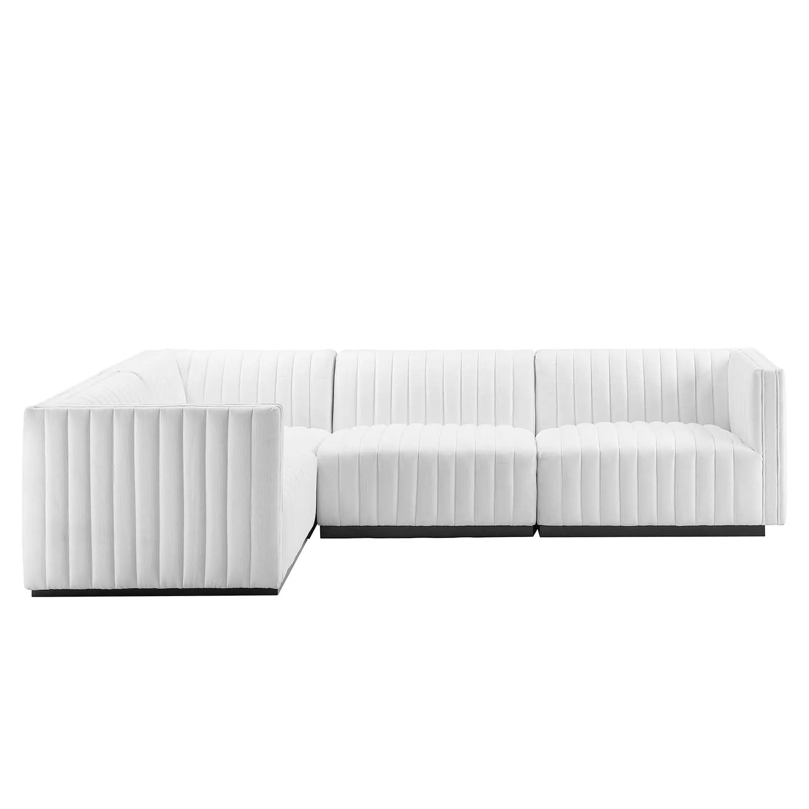 Conjure Channel Tufted Upholstered Fabric 4-Piece L-Shaped Sectional by Modway