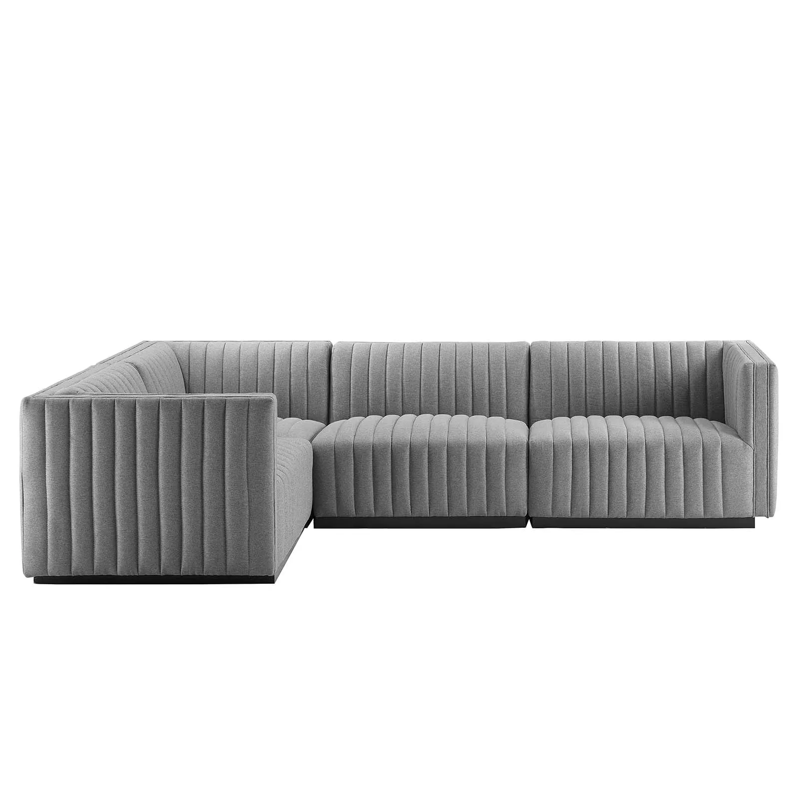 Conjure Channel Tufted Upholstered Fabric 4-Piece L-Shaped Sectional by Modway