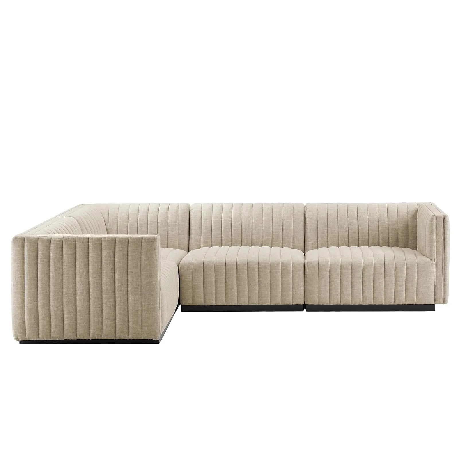 Conjure Channel Tufted Upholstered Fabric 4-Piece L-Shaped Sectional by Modway