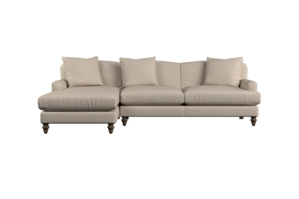 Deni Large Left Hand Chaise Sofa - Recycled Cotton Mocha