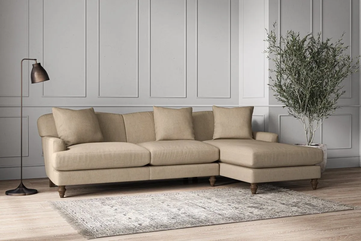 Deni Large Right Hand Chaise Sofa - Brera Linen Pebble