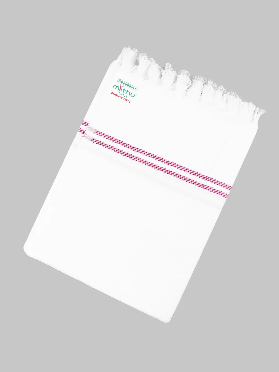 Dholpin Cotton White Bath Towel