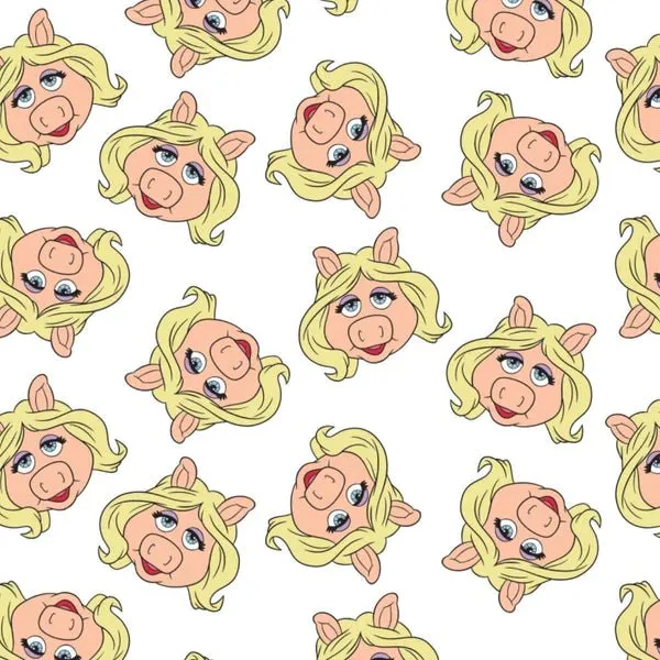 Disney The Muppets - Miss Piggy on White Cotton fabric