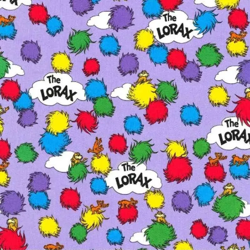 Dr Seuss The Lorax in Purple, Quilting Cotton