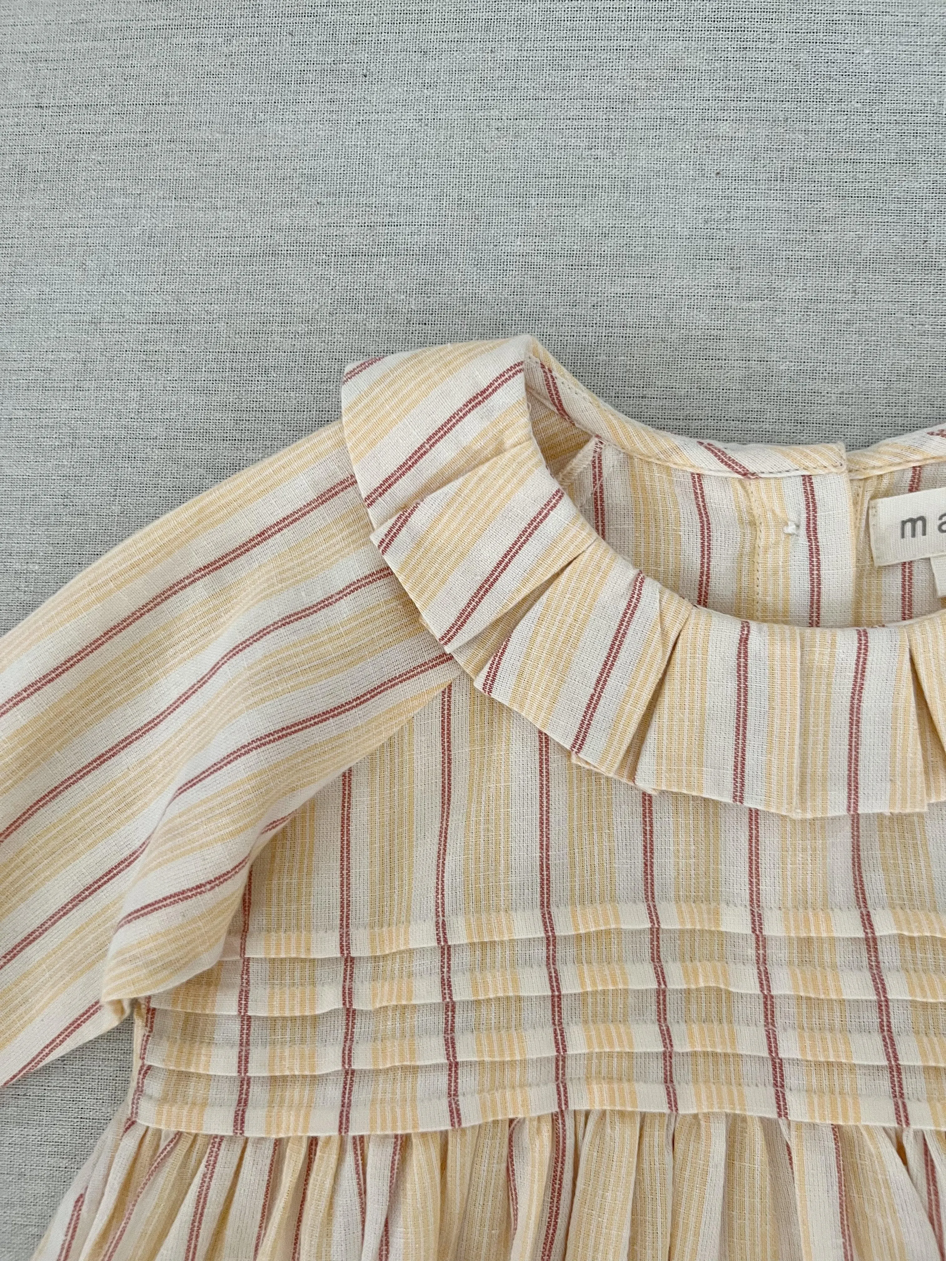 drew layered collar dress in melon mattress stripe