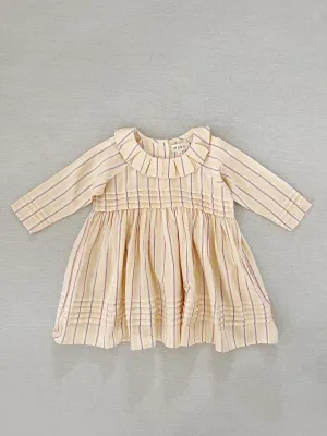 drew layered collar dress in melon mattress stripe