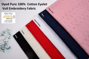 Dyed Pure 100%  Cotton Eyelet  Voil Embroidery Fabric -GK-27309