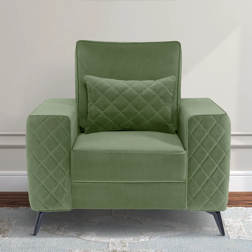 Eden Jade Green Fabric 1 Seater Sofa