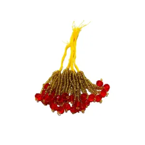 Elegant Gold & Red Beaded Tassels - Luxurious Handcrafted Decorative Tassels for Home Decor