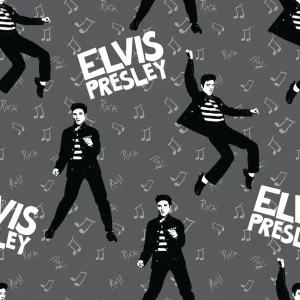 Elvis King of Rock Cotton Fabric