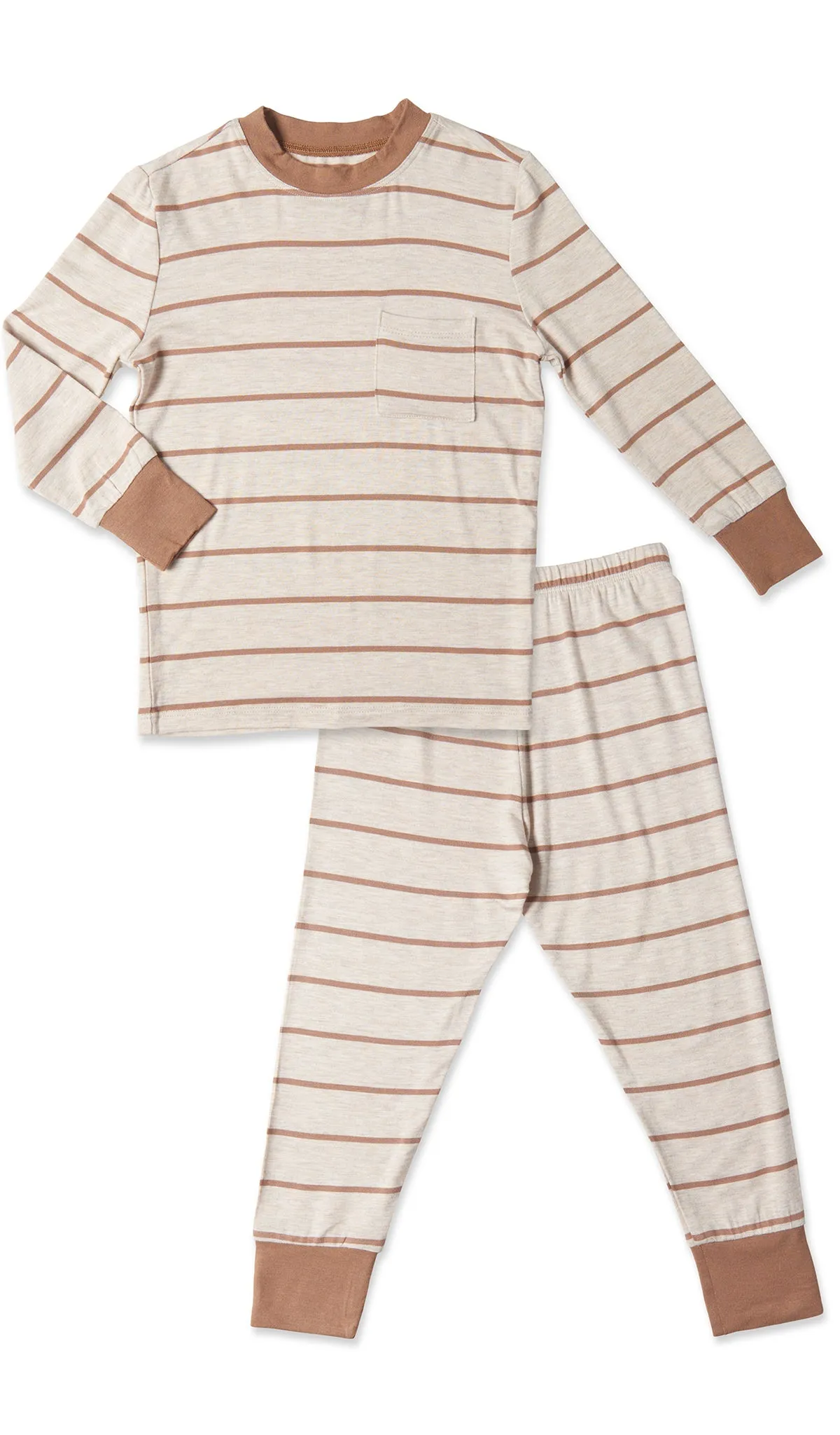 Emerson Kids 2 Piece Pant PJ - Mocha Stripe