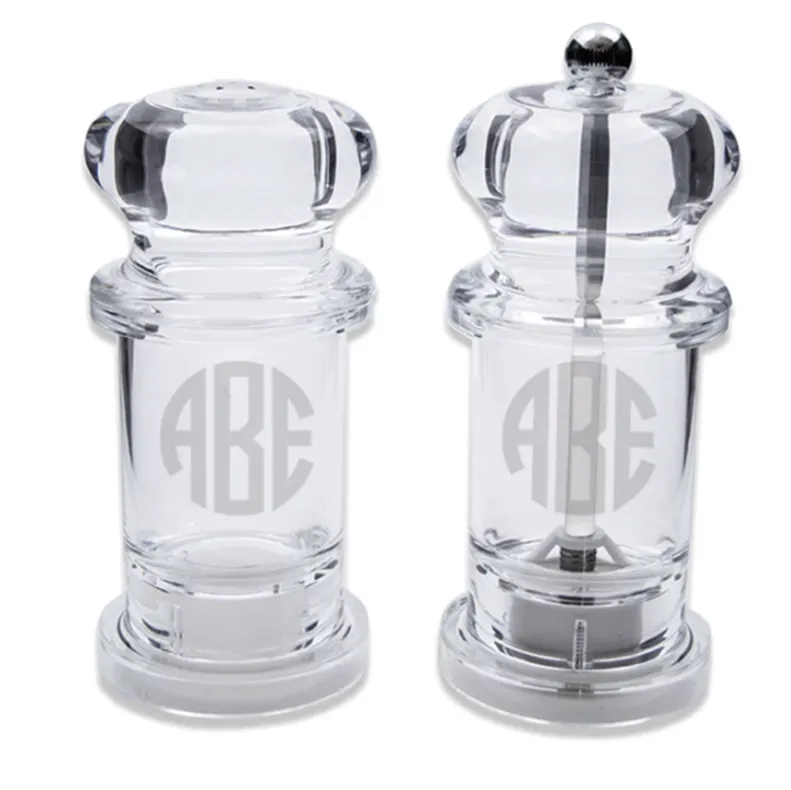 Engraved Acrylic Salt Shaker & Pepper Mill Set